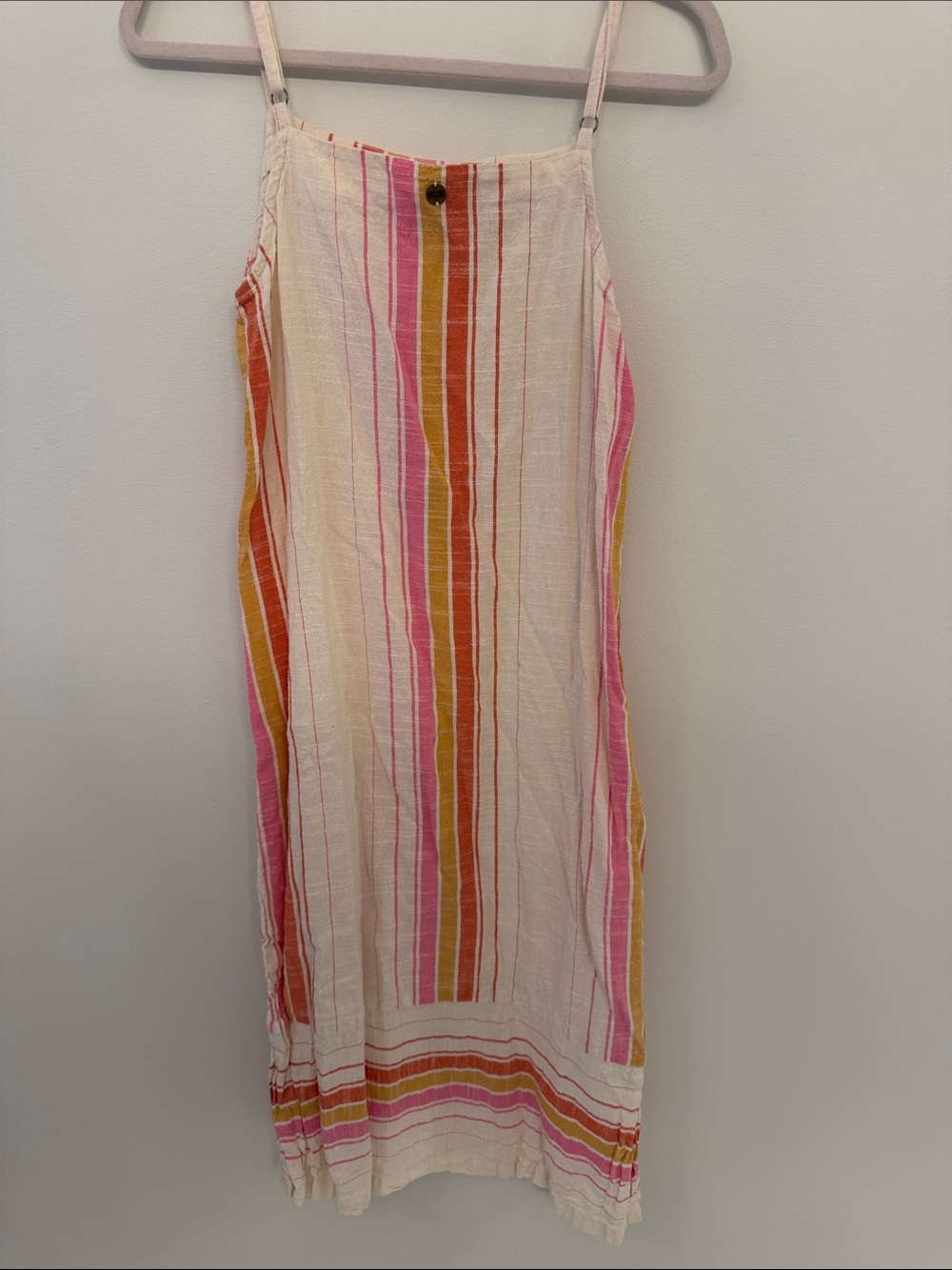 Rip curl Striped Cream linen Sundress with Pink & Orange Accents - Picture 2 of 4